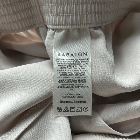 Babaton Aritzia Wide Leg Crepe Pull On Pants Pockets Career Cream Sz L - Picture 9 of 11